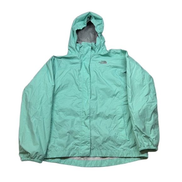 The North Face DryVent Rain Jacket Girls Large 14/16 Mint Green Hooded Wind - Picture 1 of 10